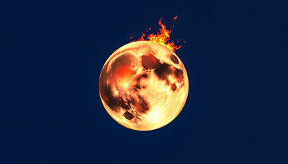 dead burning planet on a dark blue background, watercolor, with white tones