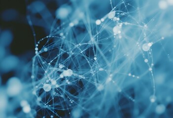 Wall Mural - a futuristic blue network create with ai