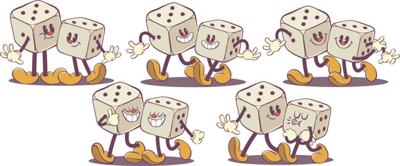 Poster - Retro groovy dice cartoon character