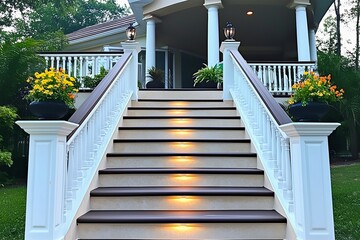 Wall Mural - The exterior staircase of the two-story house