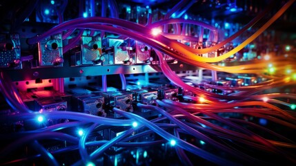 Wall Mural - electronic connection with data transfer, network and communication