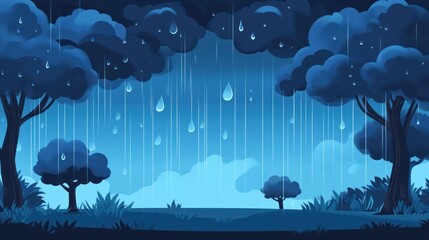 Wall Mural - Serene Rain in the Blue Forest