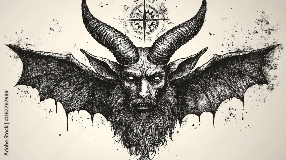 Occult Symbolism with Baphomet Illustration. Generative AI Stock ...