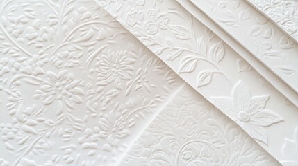 Wall Mural - Elegant white embossed patterns for premium branding high resolution minimalist design luxurious environment