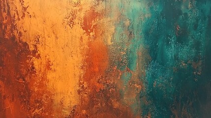 Poster - Abstract Copper and Teal Texture: A Visual Symphony of Warmth and Coolness