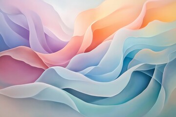 Wall Mural - Abstract pastel waves, flowing, translucent.