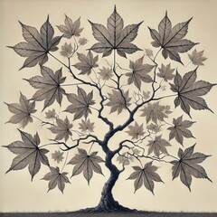 Wall Mural - Maple Tree Five lobed leaves Branches are structured but dynamic