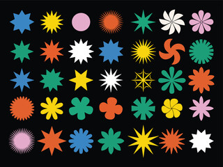 Wall Mural - colorful geometric shapes pattern on black background
