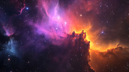 Wall Mural - a colorful cosmic background illustrating a galaxy cloud and nebula, representing space science and 