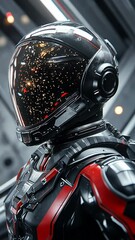 Wall Mural - astronaut looking at stars through helmet visor