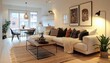 © vectorartificer - Modern Living Room Interior Design Cozy Apartment Decor Scandinavian Style