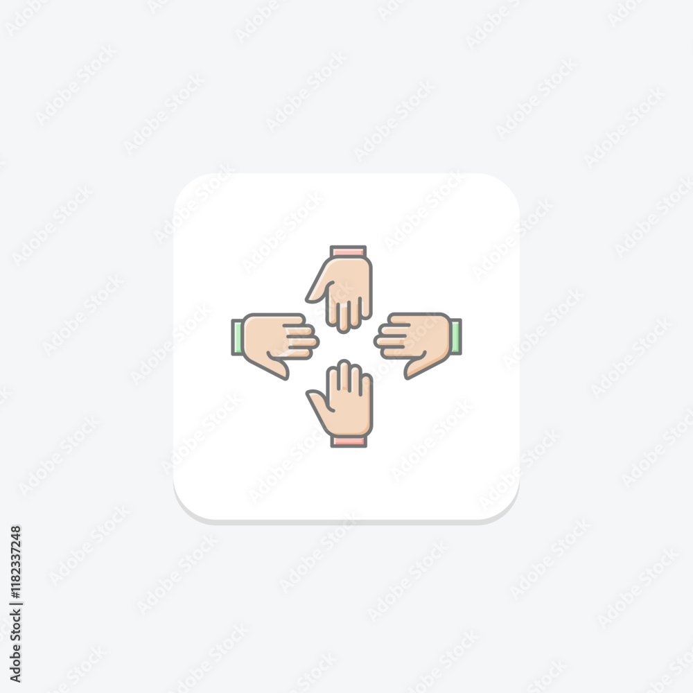 Team Hand lineal color icon , vector, pixel perfect, illustrator file ...