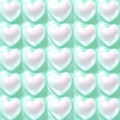 Poster - A seamless heart shape in pastel tones. Multi-colored hearts are arranged on a vibrant background, ideal for fabric patterns, wrapping paper, book covers, baby clothes, wallpaper, and tablecloths