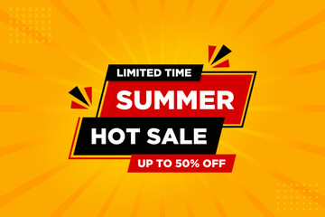 Sticker - Summer hot sale sale discount banner template promotion design for business. Vector illustration