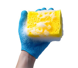 Wall Mural - Hand holding cleaning sponge