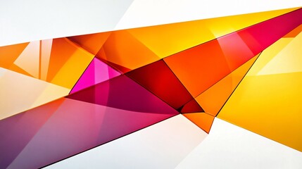 Wall Mural - Abstract Geometric Shapes, Vibrant Orange, Red, Pink Polygons