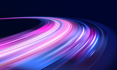 Aufkleber - Speed trails of neon-colored lights create an abstract, glowing illustration of how rapidly technology advances. Each streak represents a leap forward in the world of innovation.