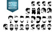 © pixelrevolution - logo et icones pour coiffure et mode des hommes en barbe et moustache type 'hypster'