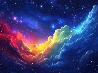 Wall Mural - breathtaking deep space galaxy scene with vibrant colorful nebula clouds and sparkling stars in cosm