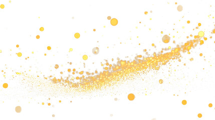 Wall Mural - The magic sparkles png isolated on transparent background. An abstract modern illustration of yellow and golden glitter particles flying. Stardust glistening in the dark. An ambience of festive