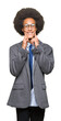 © Krakenimages.com - Young african american business man with afro hair wearing glasses Smiling with open mouth, fingers pointing and forcing cheerful smile