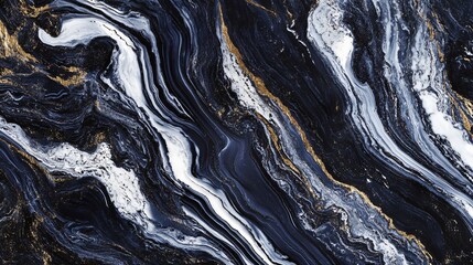 Wall Mural - Abstract Swirling Marble Texture Midnight Blue Gold