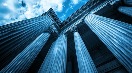 Wall Mural - Fluted columns, classical building, blue sky.