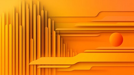 Wall Mural - Abstract Orange Sunset Layers Background Design