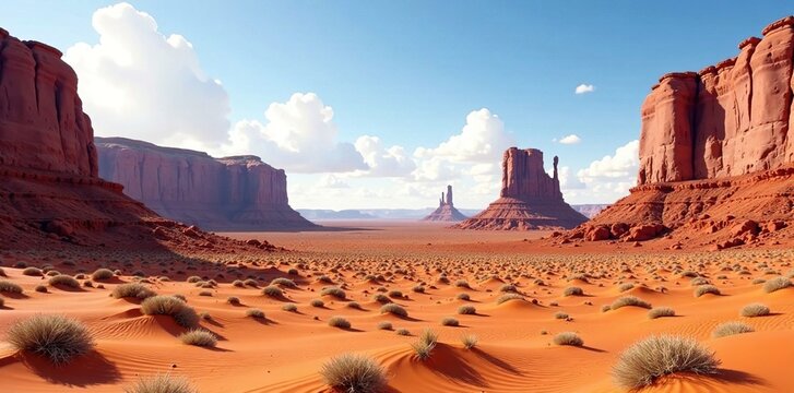 desert landscape with red sandstone formations, red sandstone, natural wonder