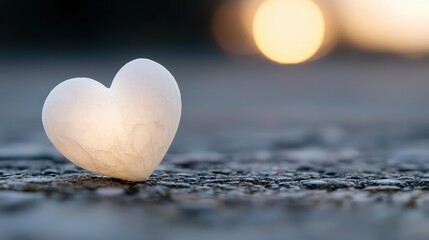 Poster - A white heart shaped candle sitting on the ground