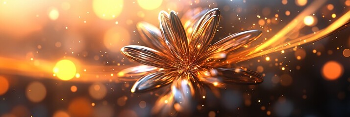 Wall Mural - 2D animated silver and gold fireworks