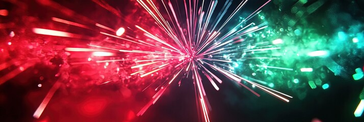 Wall Mural - 2D animated red and green fireworks