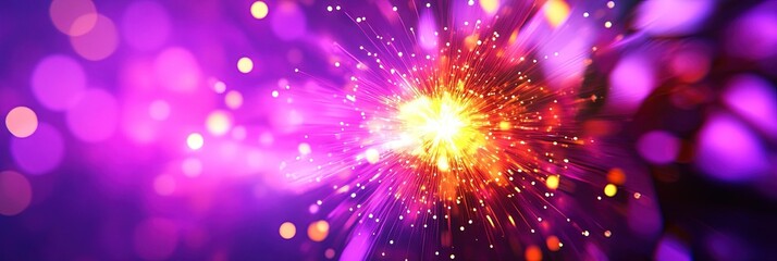 Wall Mural - 2D animated purple and gold fireworks 