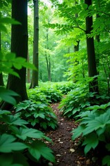 Wall Mural - Dense foliage of eurycoma longifolia leaves in a forest or woodland environment, , nature
