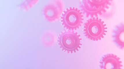 Leinwandbilder - Translucent Robotic Gears on Pastel Background Futuristic Abstract Tech