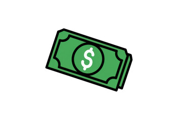 Aufkleber - Simple illustration of a green dollar bill, symbolizing money and finance. background removed
