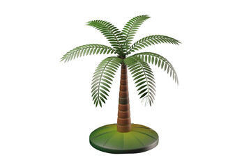 Aufkleber - A stylized 3D render of a palm tree on a dark background, ideal for tropical designs. background removed