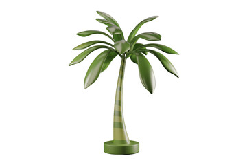 Aufkleber - Stylized 3D render of a green palm tree with striped trunk, isolated on transparent background. background removed