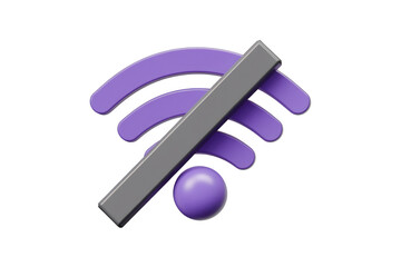 Aufkleber - 3D render of a purple wifi symbol crossed out, indicating no internet connection. background removed