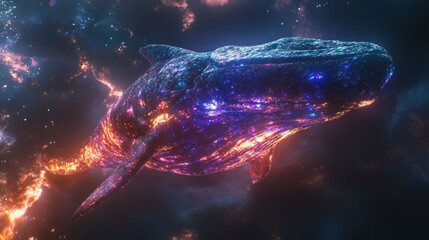 Wall Mural - majestic cosmic whale gliding through a vibrant nebula in space