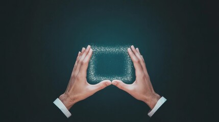 Poster - Unity and Security Hands Forming a Digital Lock on Encrypted Background
