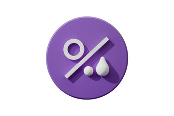 Aufkleber - 3D render of purple circle with white percentage symbol and droplets, representing humidity. background removed