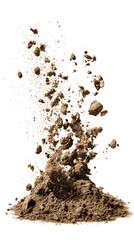 Wall Mural - Dry soil explosion side view Isolated on white background