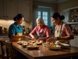 © buena17 - Three generations joyfully baking together in a warm and loving kitchen