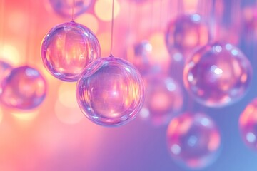 Poster - Surreal Tech Sphere Network in Pastel Glow - Futuristic Abstract Vision