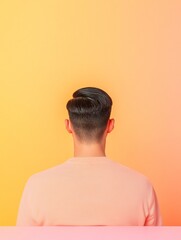 Poster - Male Silhouette in Pastel Gradient Space - Surreal Minimalist