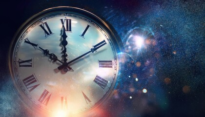 Abstract background clock ticking in space and time 