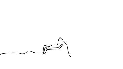 Wall Mural - Continuous drawing line art of running with black line and white background. One line animation