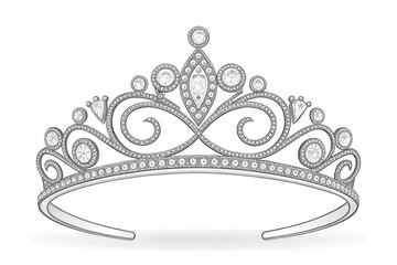 Tiara icon. Thin linear tiara outline, isolated on white background from jewelry collection