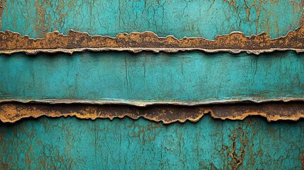 Wall Mural - Striking textures of rust and teal showing layers of metal over time